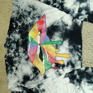 Ladies Lip Tie Dyed Crop Sweatshirt